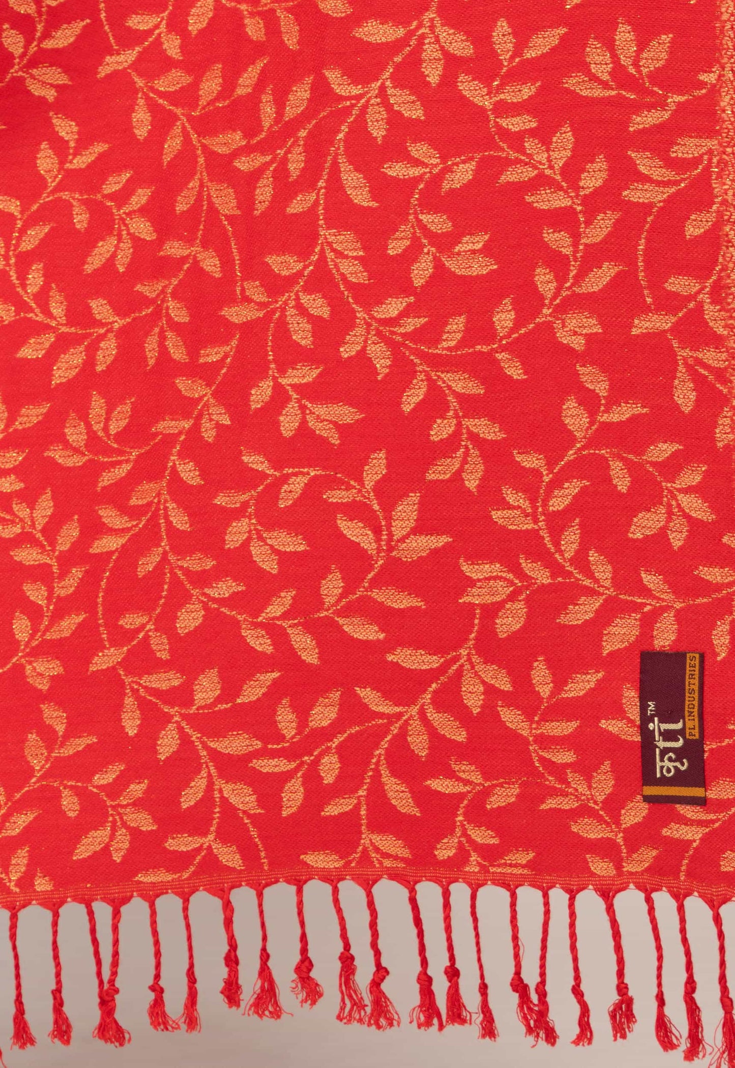 लड़कियों के लिए कृति फ्लोरल डिज़ाइनर ऊनी लाल रंग का स्टोल