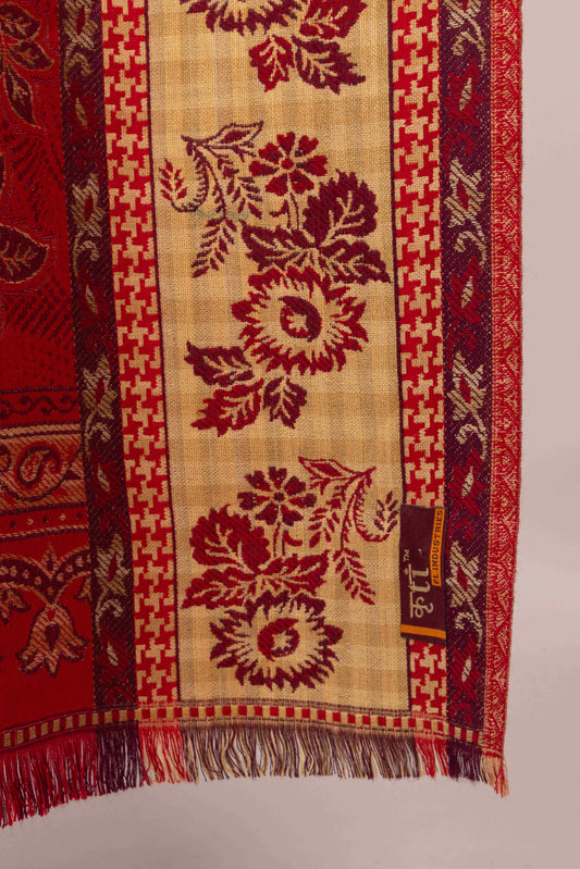 KRITI Paisley Designer Woollen Red Colour Shawl For Women