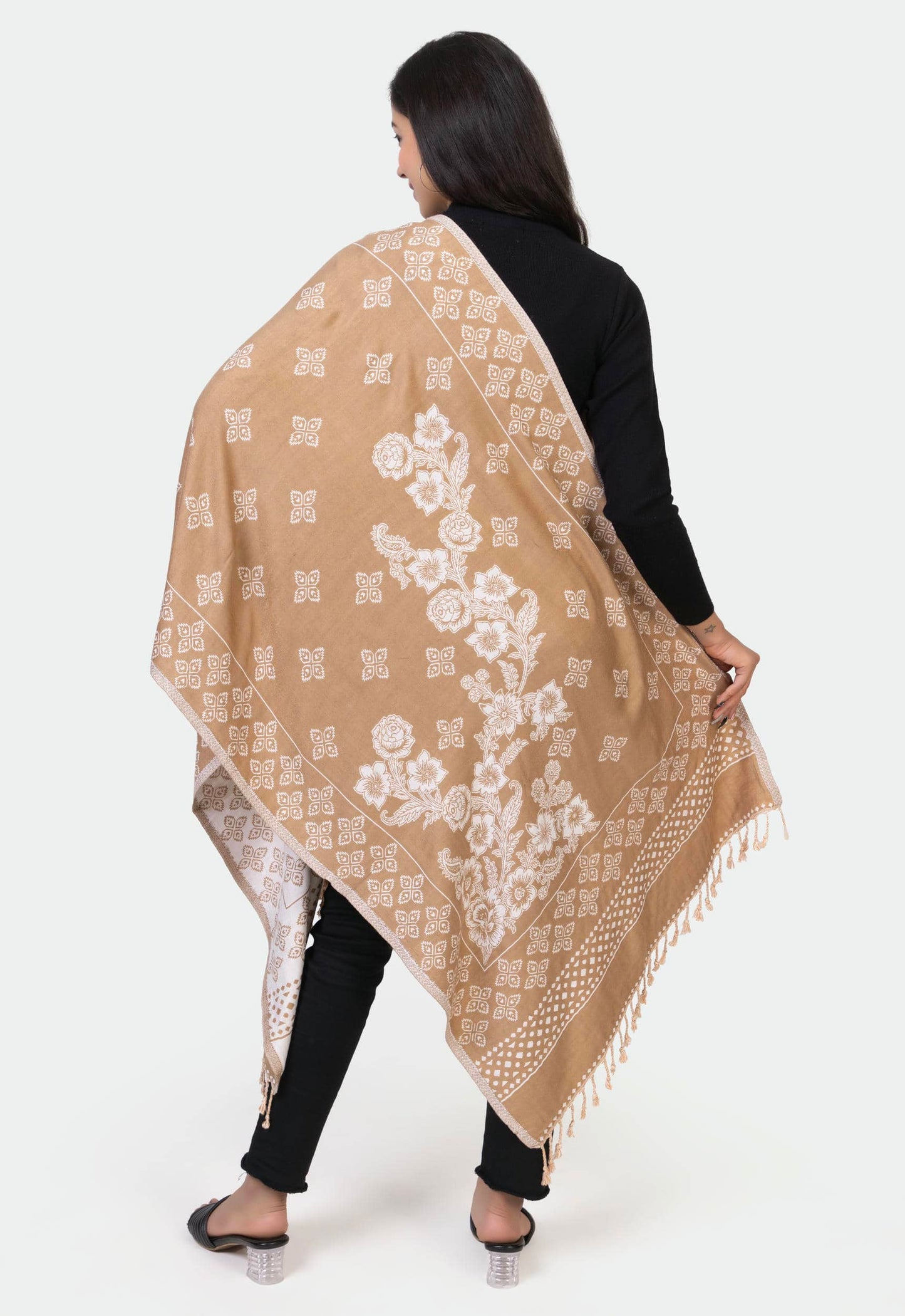 KRITI Camel Viscose Stole For Women.