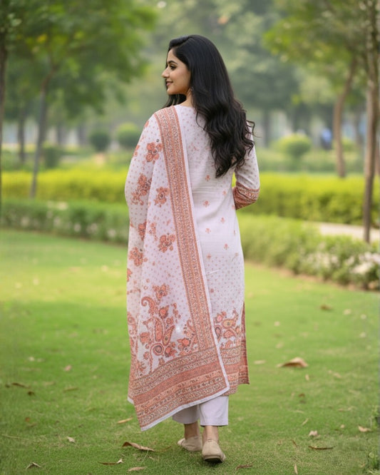 KRITI Woolen Digital Print Stitched Suit Light Lavender Color For Women Winter