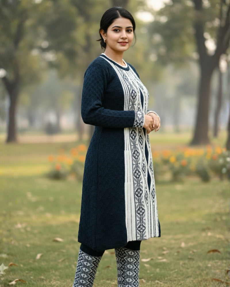 महिलाओं के लिए KRITI विंटर 3 पीस कुर्ती सेट हरा रंग