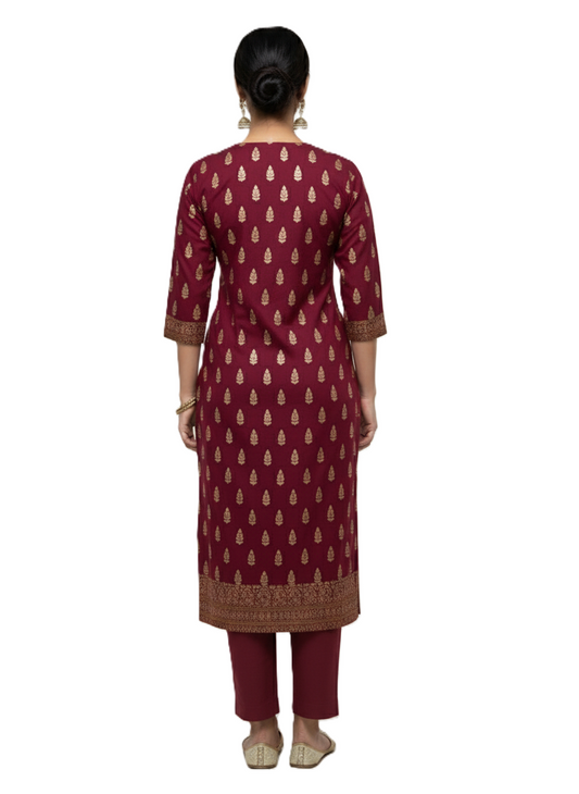 KRITI Winter Woolen Unstitched Suit Maroon Color For Women