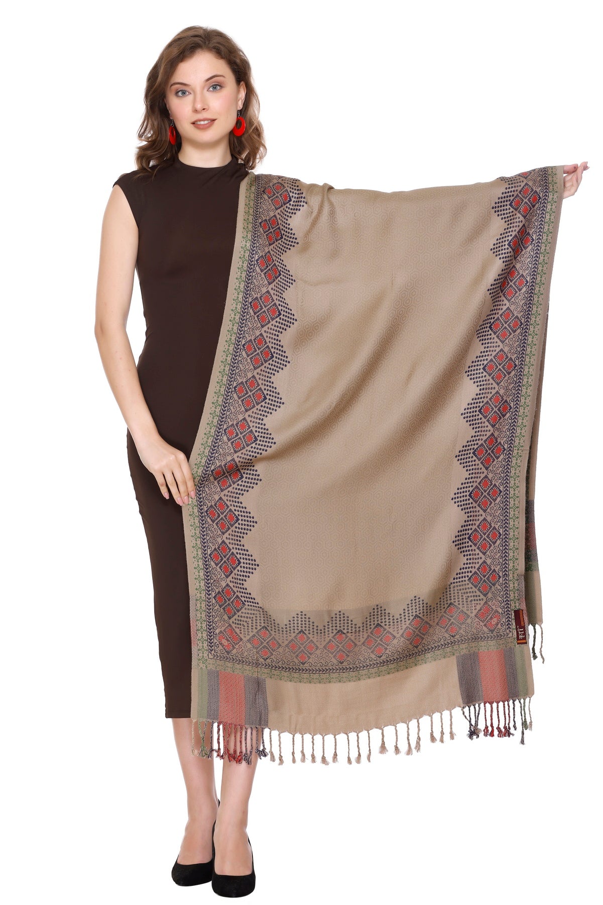 KRITI Fashionable Camel Stole Subtle and Sophisticated Acrylic Viscose