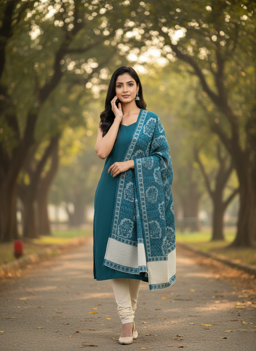 KRITI Floral Pattern Woollen Color Shaw For Women