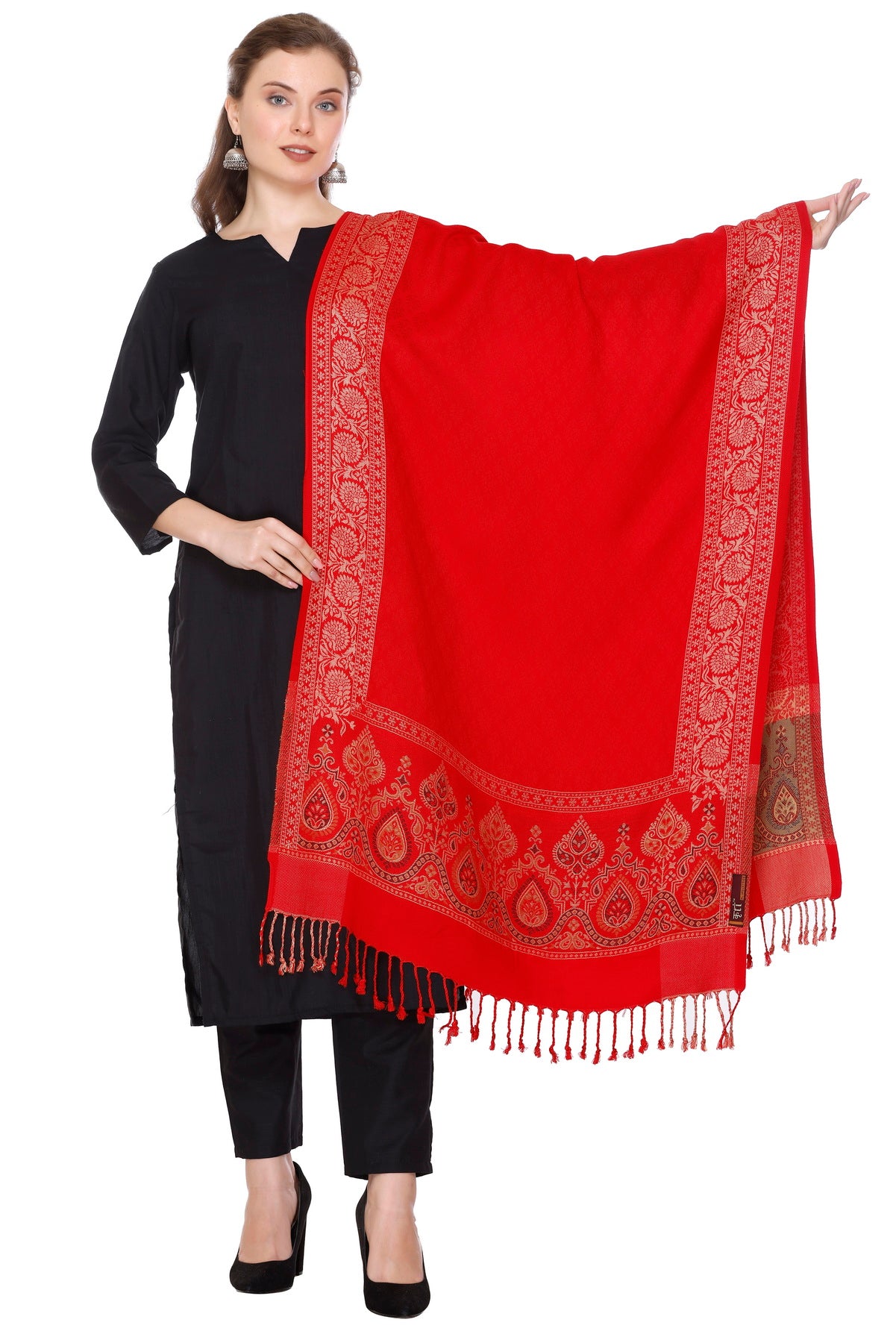 KRITI Vibrant Red Stole Soft and Fashionable Acrylic Viscose Fabric