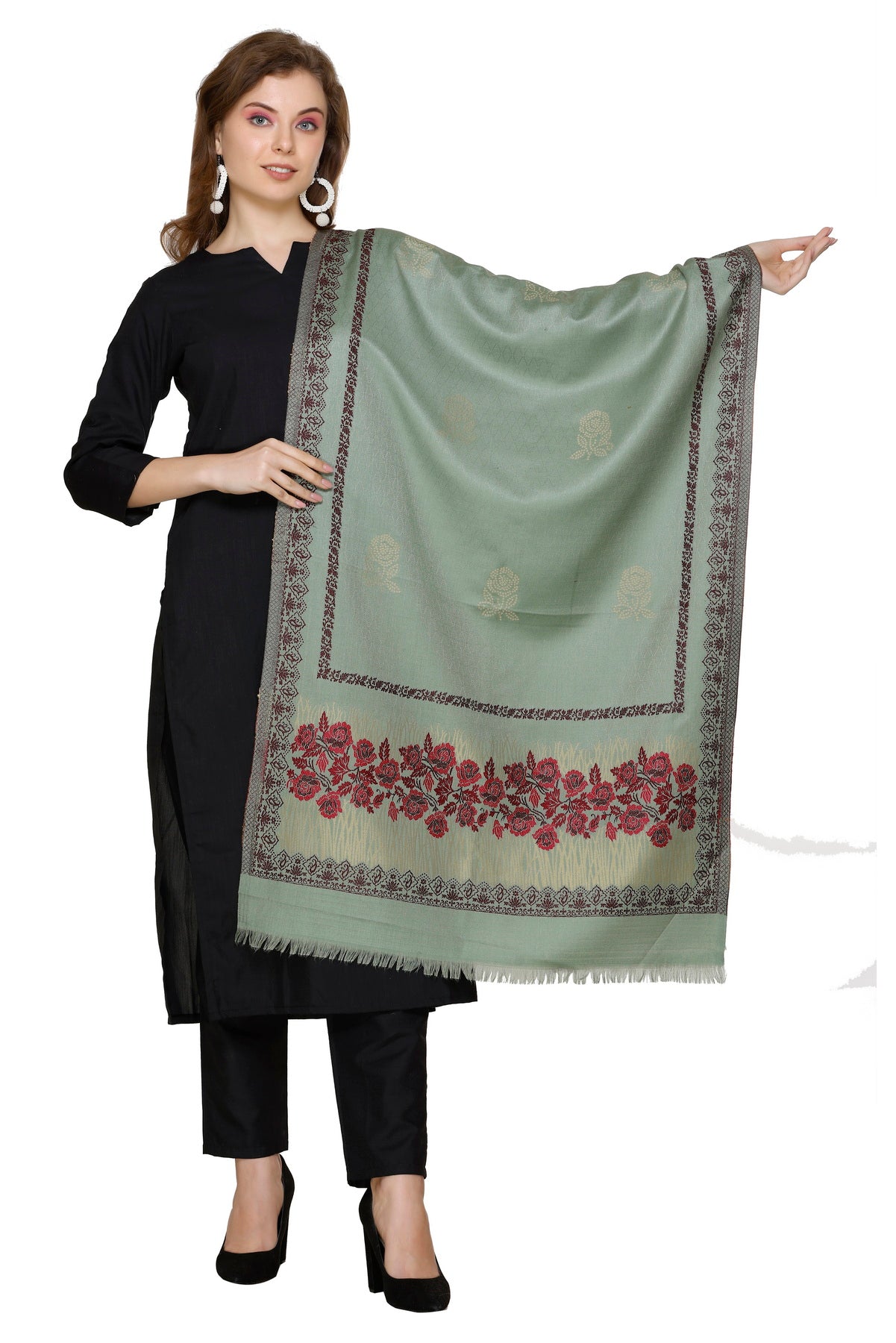 Soft Pista Acrylic Viscose Stole by KRITI Casual to Formal Wear