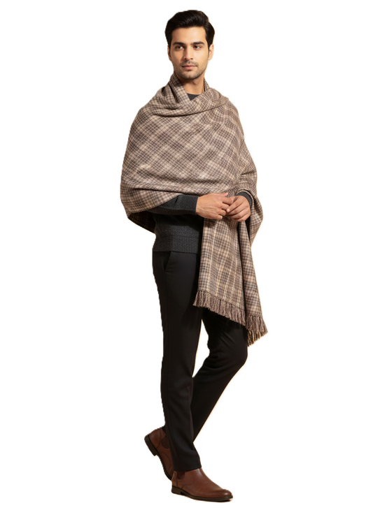 KRITI Woolen Check Design Lohi Cream Color For Male