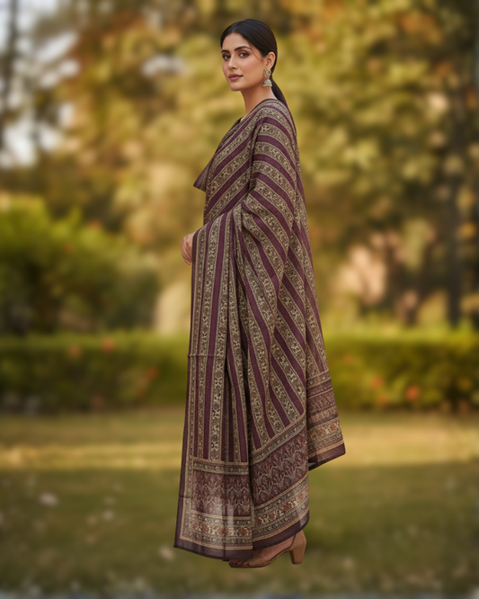 KRITI Winter Woolen Unstitched Suit Wine Color For Women