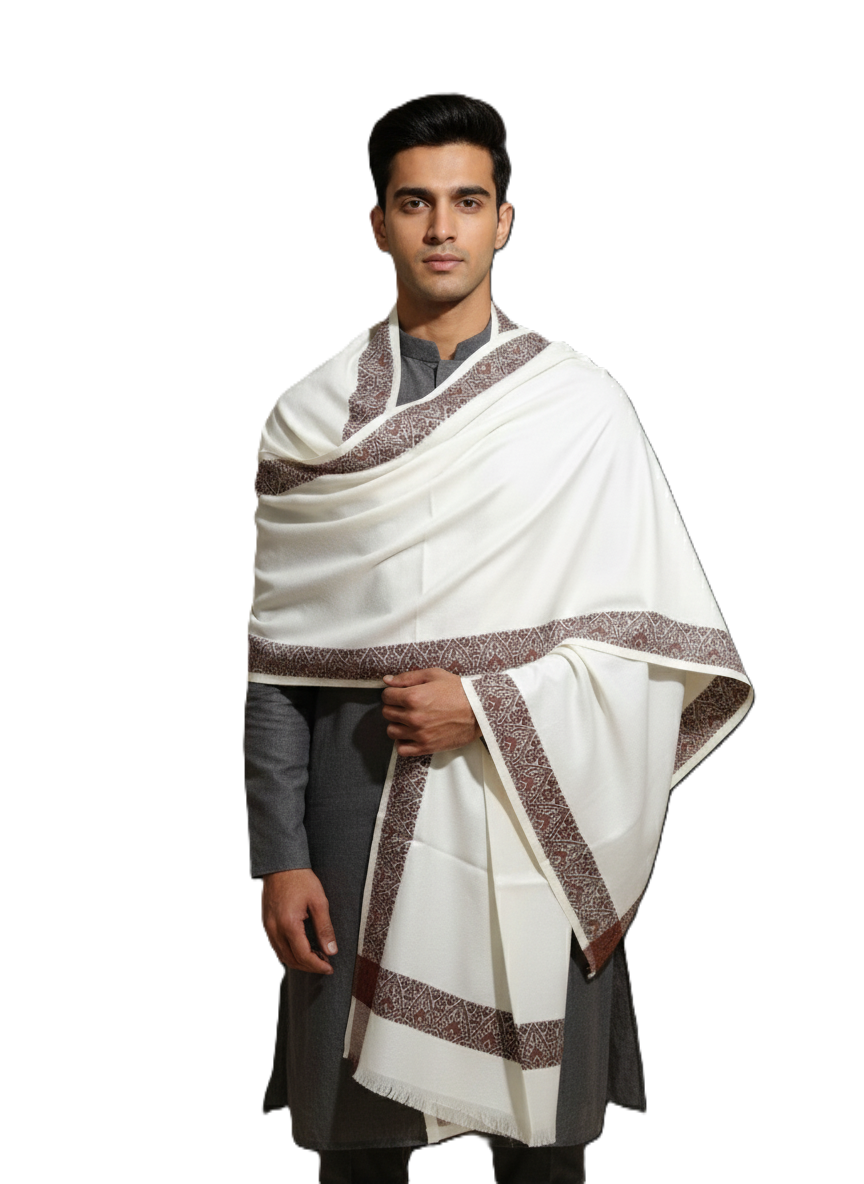 KRITI Woolen Border Design Lohi Cream Color For Male