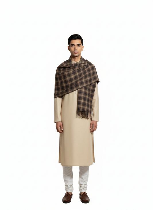 KRITI Woolen Check Design Lohi Brown Color For Male