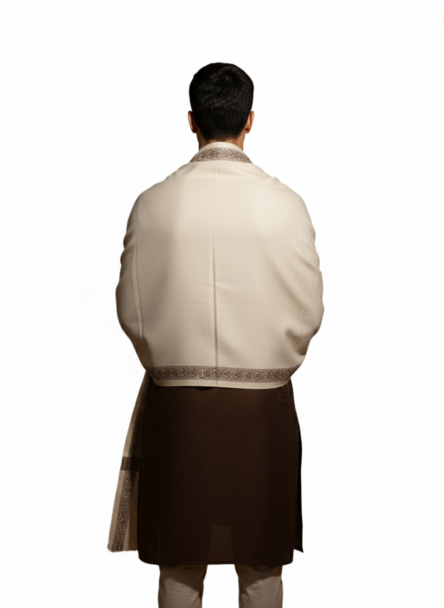 KRITI Woolen Border Design Lohi Cream Color For Male