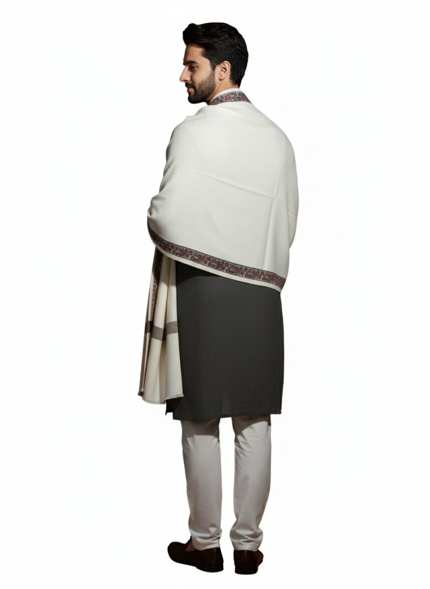 KRITI Woolen Designer Border Lohi Cream Color For Male