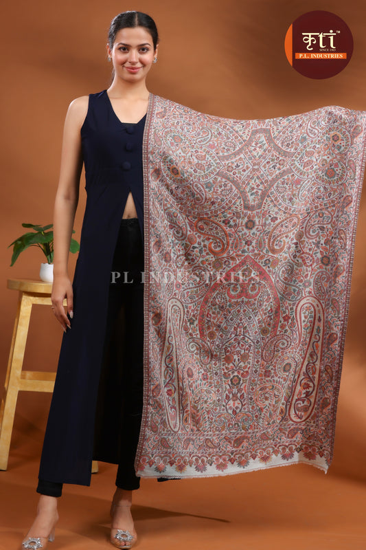 KRITI Kani Design Fine Wool Multicolor Stole for Girl