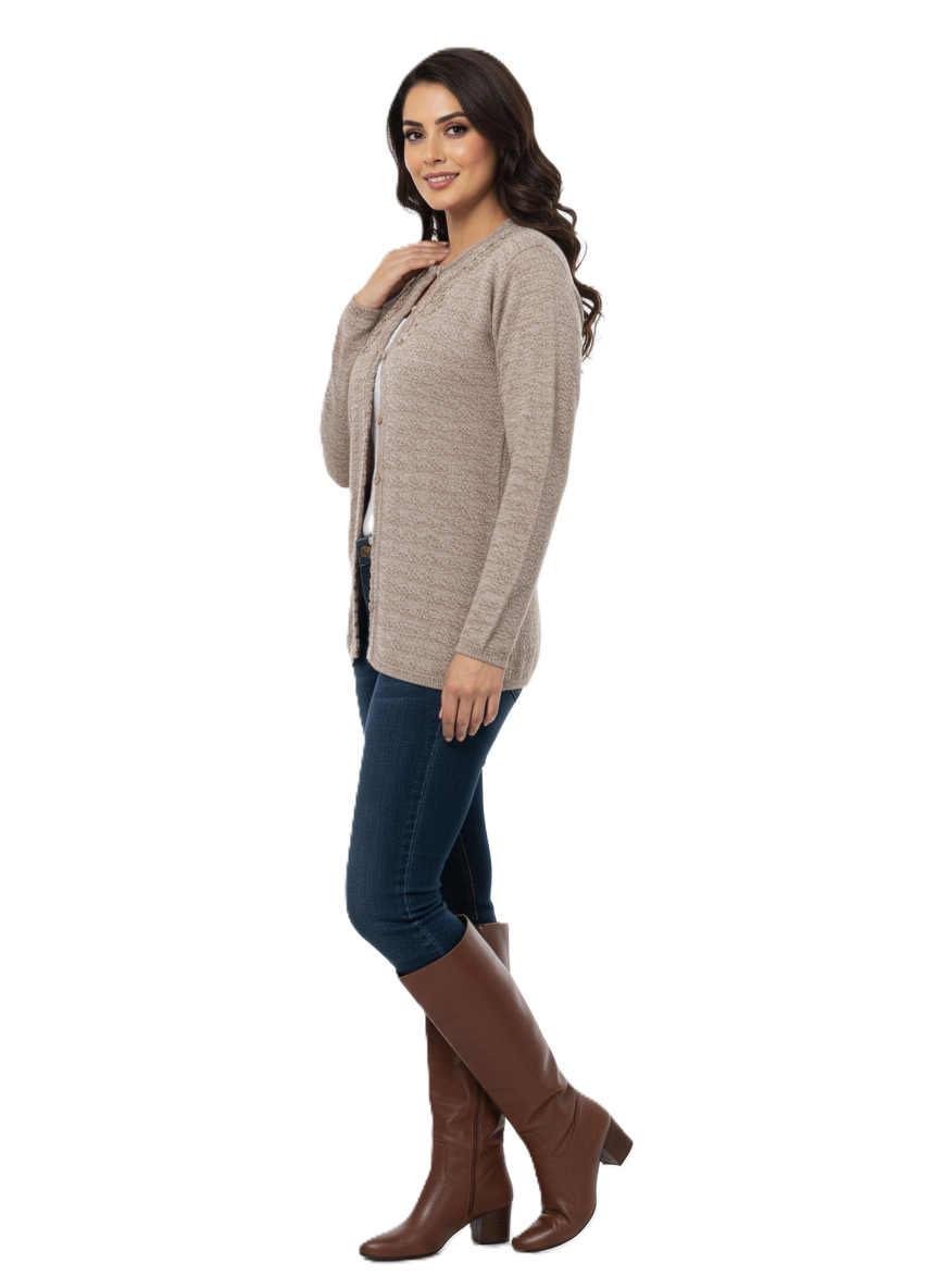 KRITI Winter Rainbow Embroidery Cardigan Mouse Color For Women