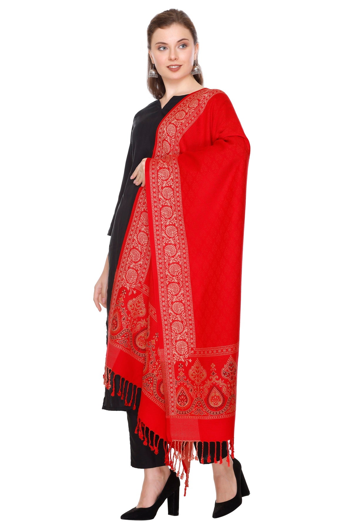 KRITI Vibrant Red Stole Soft and Fashionable Acrylic Viscose Fabric