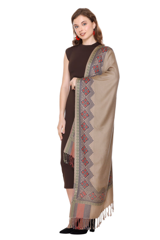 KRITI Paisley Designer Woollen Gray Stole For Girl