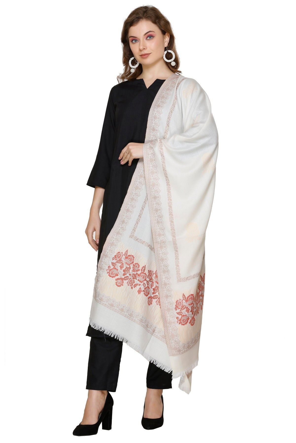 Women's White Fashion Stole by KRITI – Simple & Sophisticated