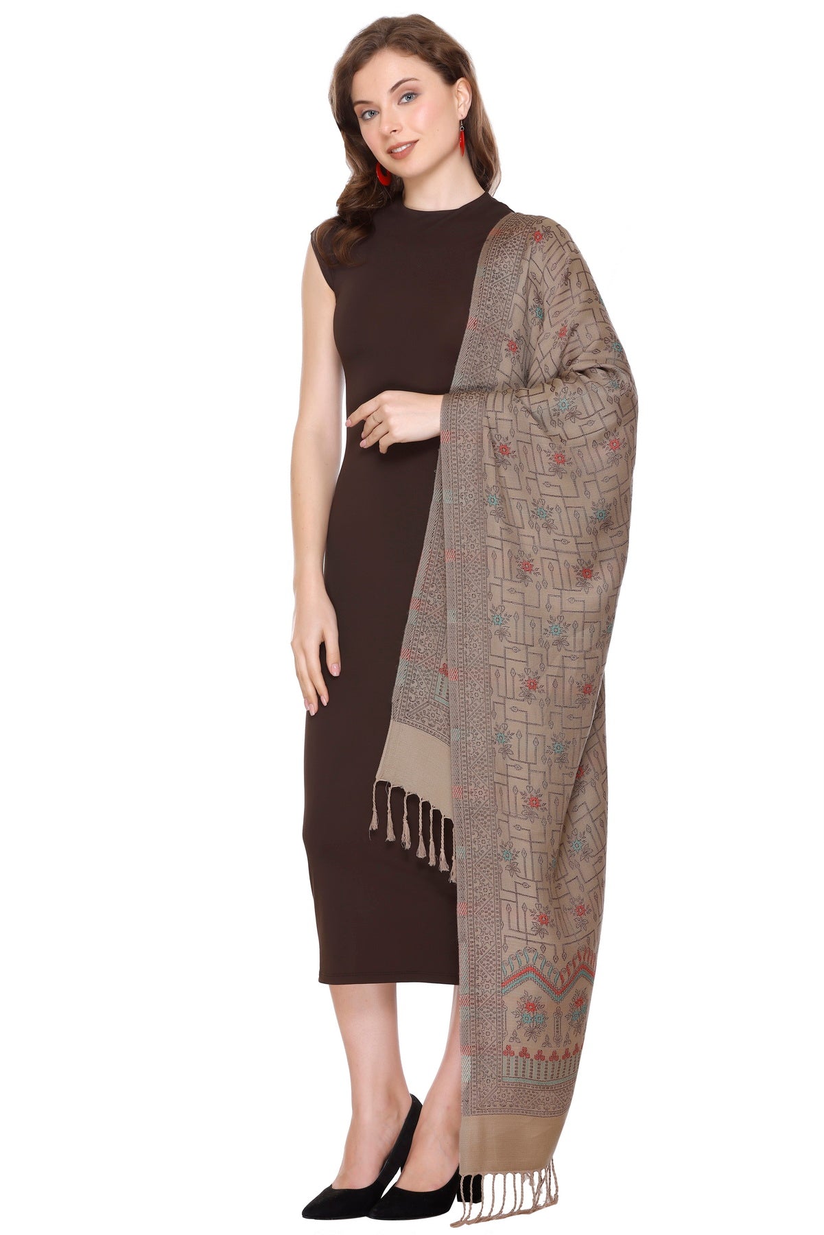 KRITI Camel Viscose Stole For Women.