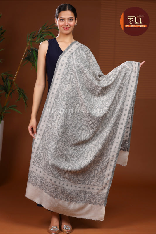 KRITI Luxury Fine Wool Gray Color Stole For Girl