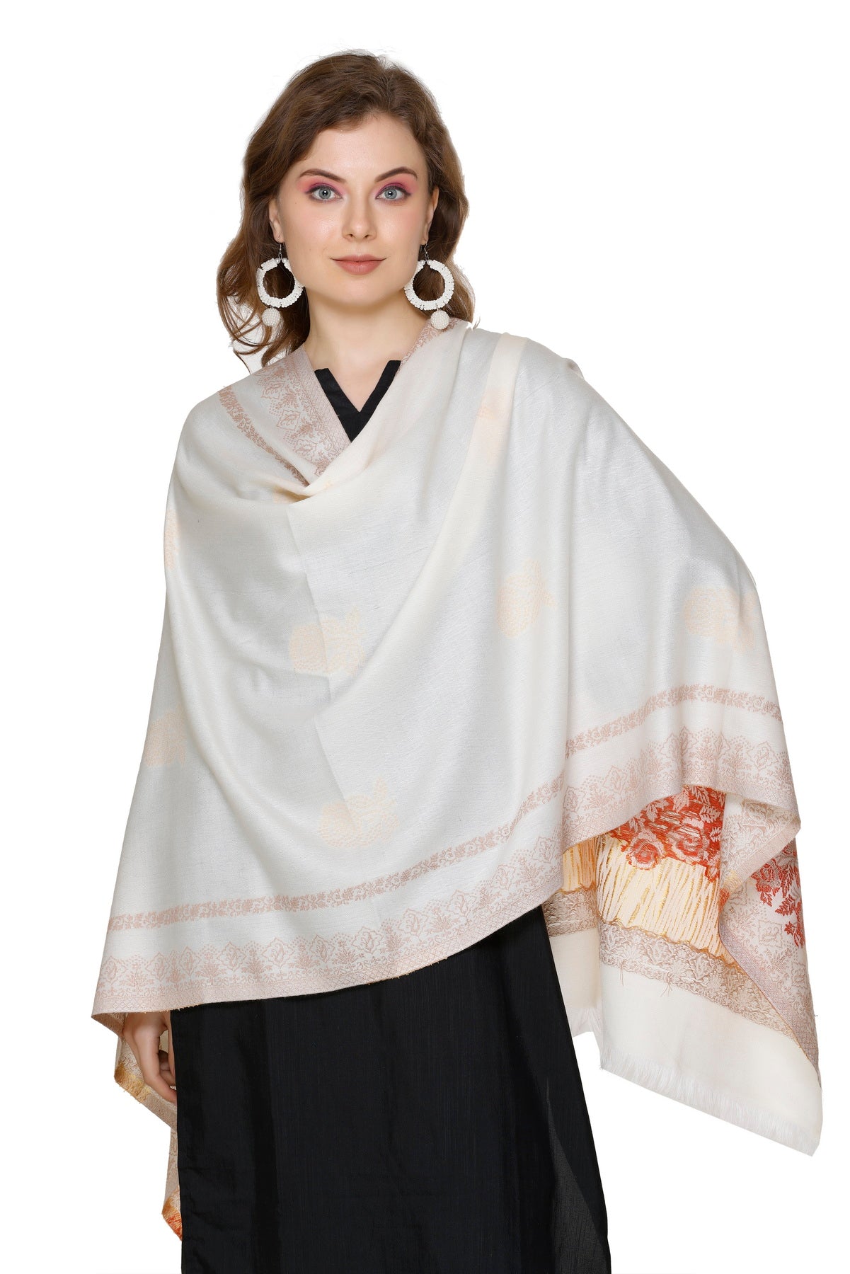Women's White Fashion Stole by KRITI – Simple & Sophisticated