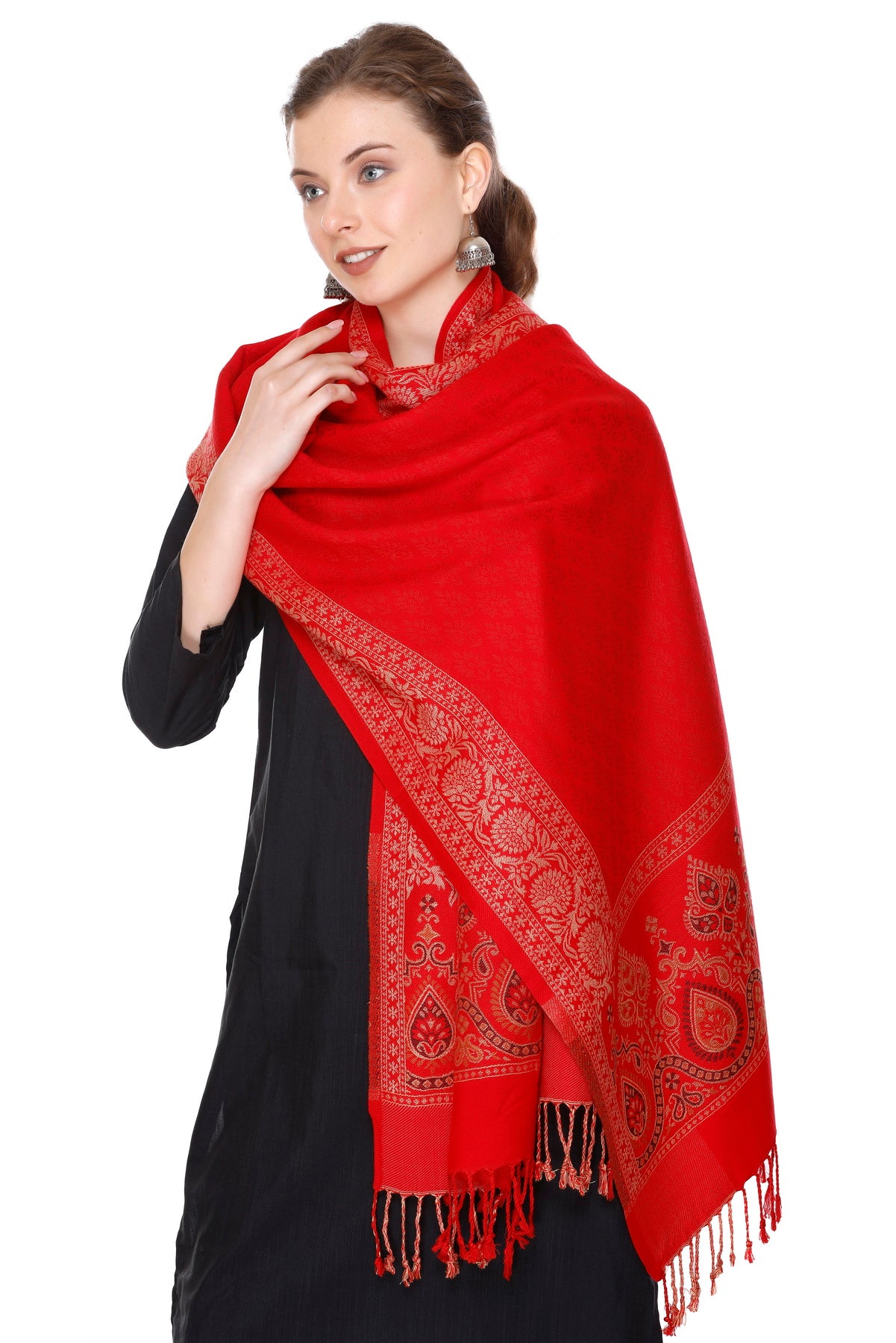 KRITI Vibrant Red Stole Soft and Fashionable Acrylic Viscose Fabric