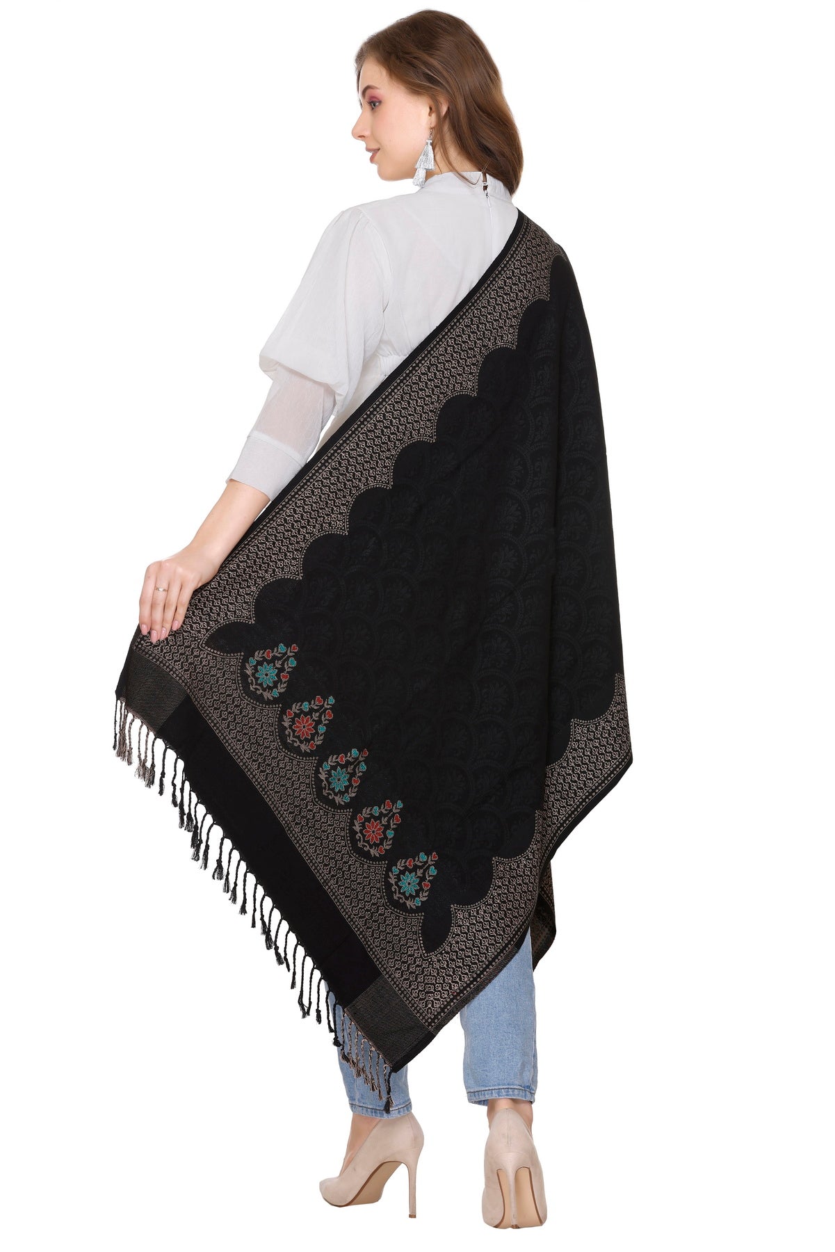 KRITI Black Viscose Stole For Women.