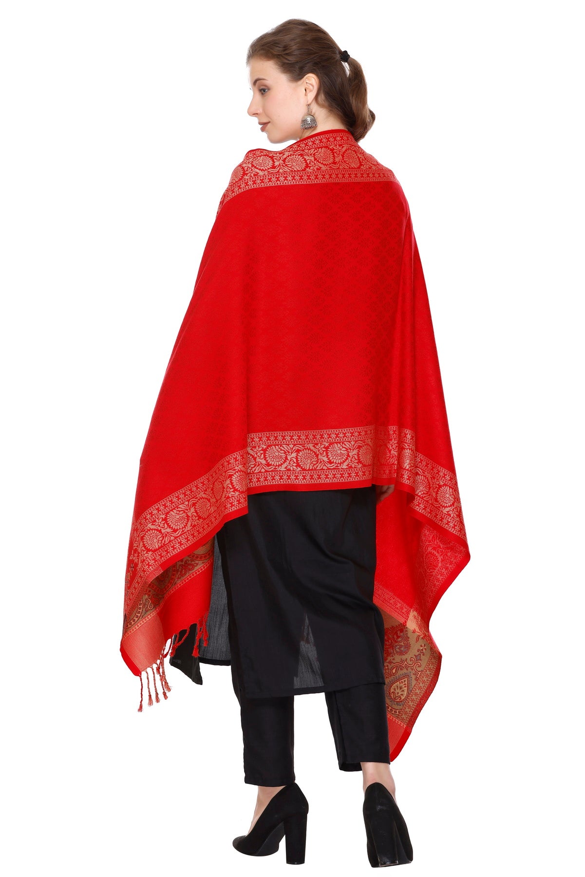 KRITI Vibrant Red Stole Soft and Fashionable Acrylic Viscose Fabric
