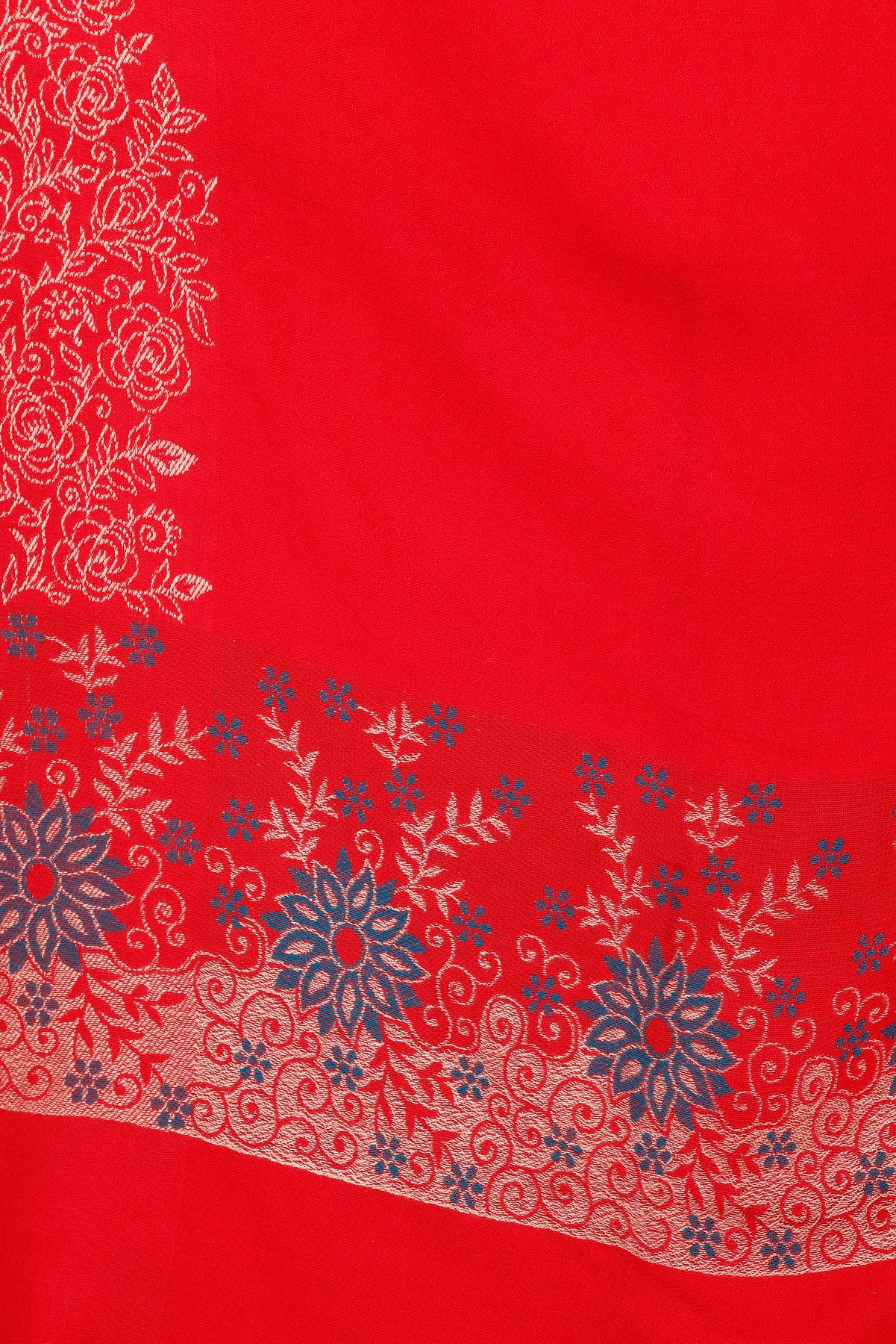 KRITI Floral Border Woollen Red Color Stole For Girl