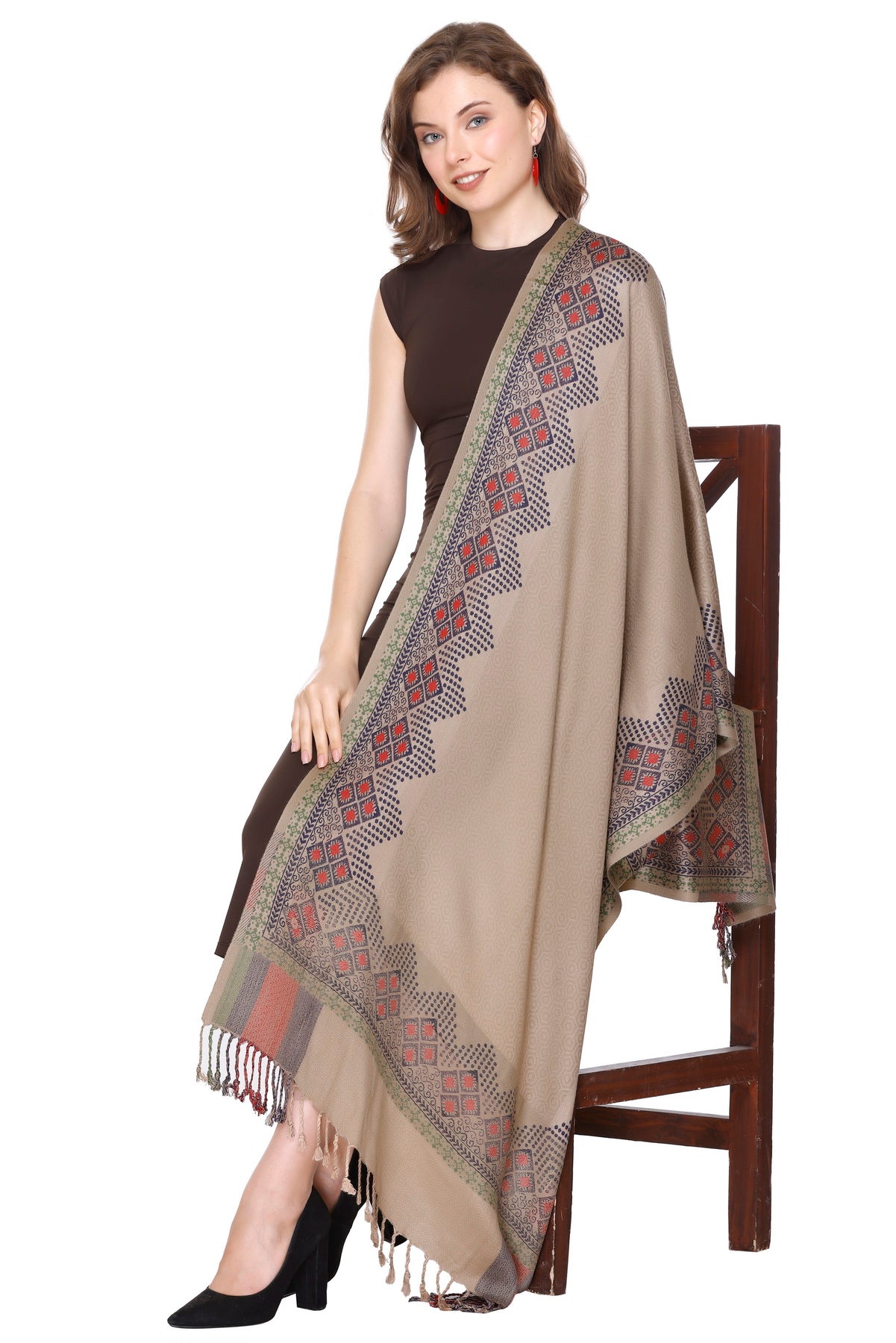KRITI Fashionable Camel Stole Subtle and Sophisticated Acrylic Viscose