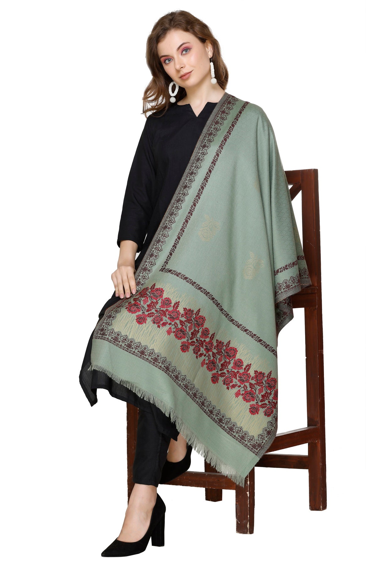 Soft Pista Acrylic Viscose Stole by KRITI Casual to Formal Wear