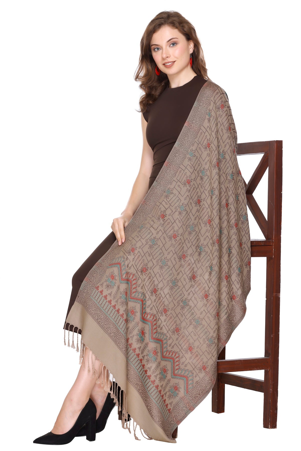 KRITI Camel Viscose Stole For Women.