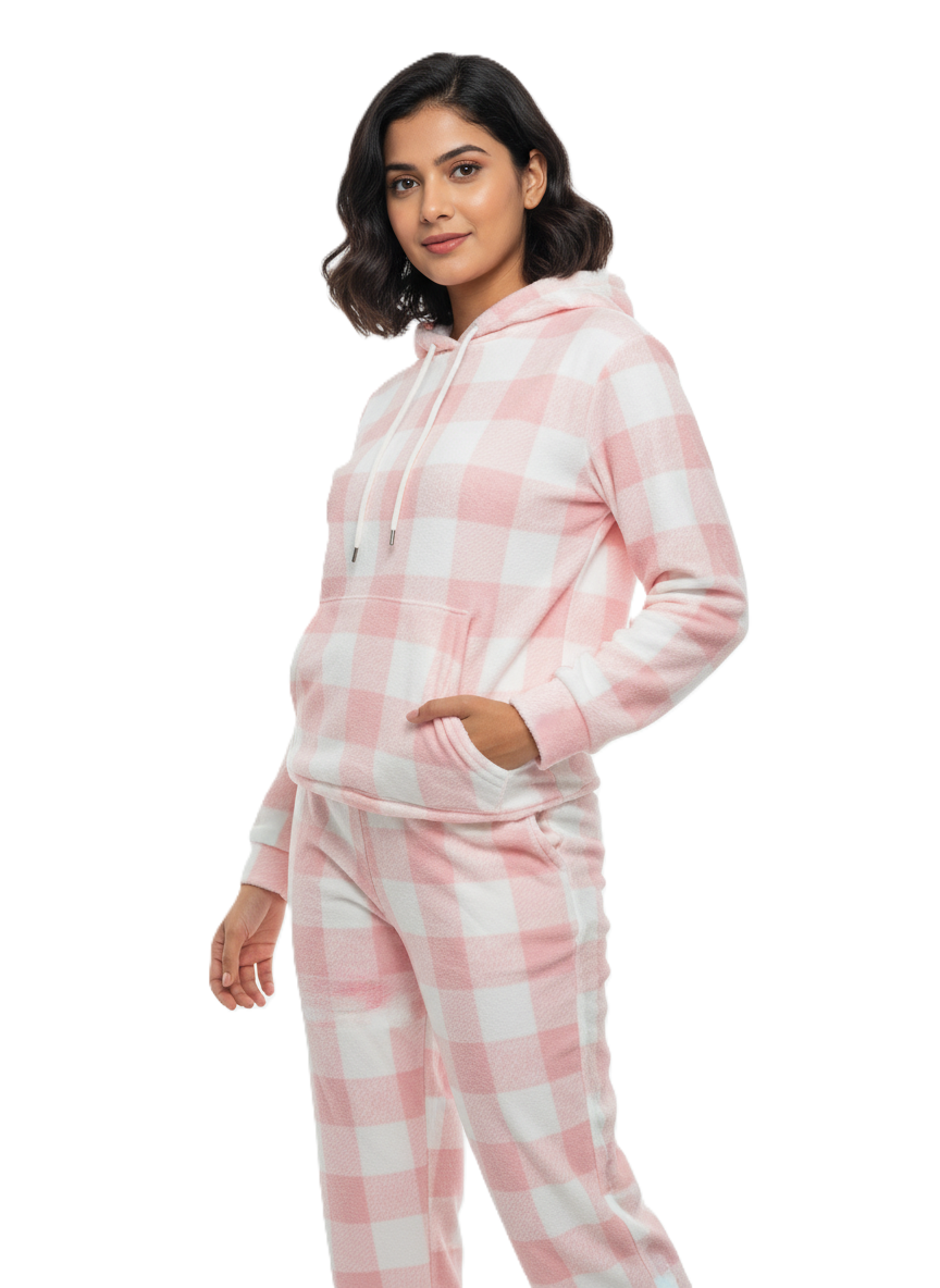 KRITI महिलाओं के लिए ऊनी ब्लेंड गुलाबी रंग की हुडीज़ ट्रैकसूट सर्दियों के कपड़ों के लिए