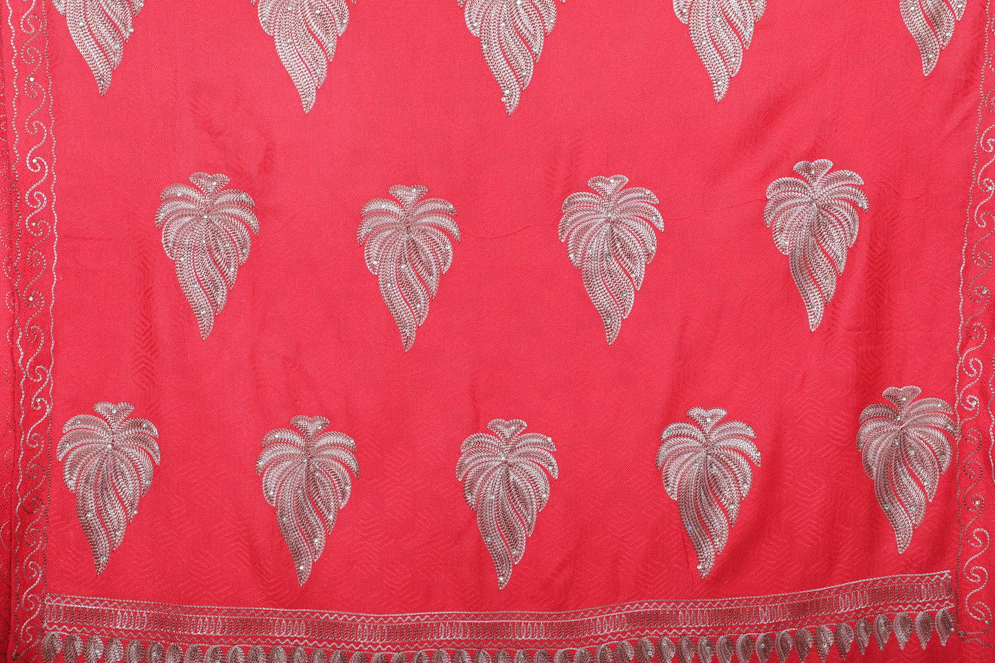 KRITI Paisley Embroidery Woollen Red Color Stole For Girl