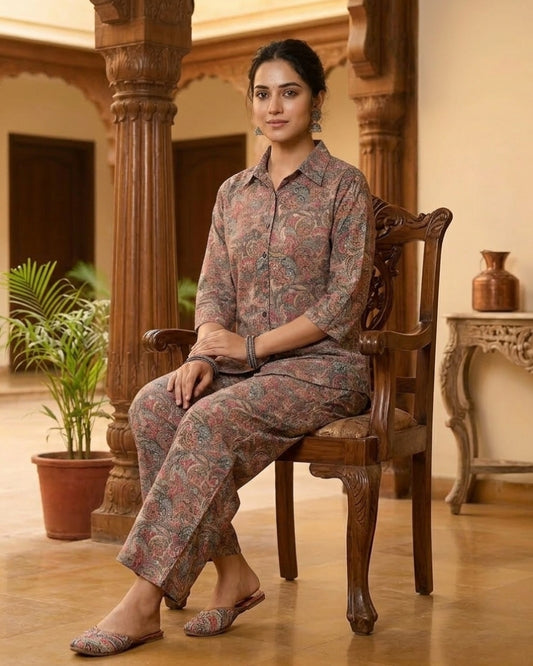 Paisley Printed Rayon Cotton Co-Ord Set - Multi