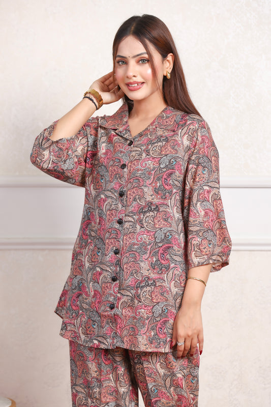 Paisley Printed Rayon Cotton Co-Ord Set - Multi