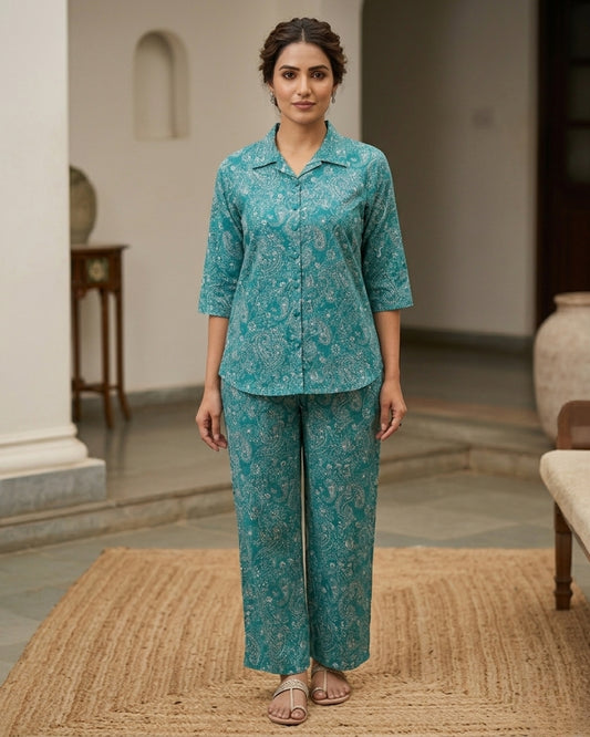 Teal Cotton Co-Ord Set