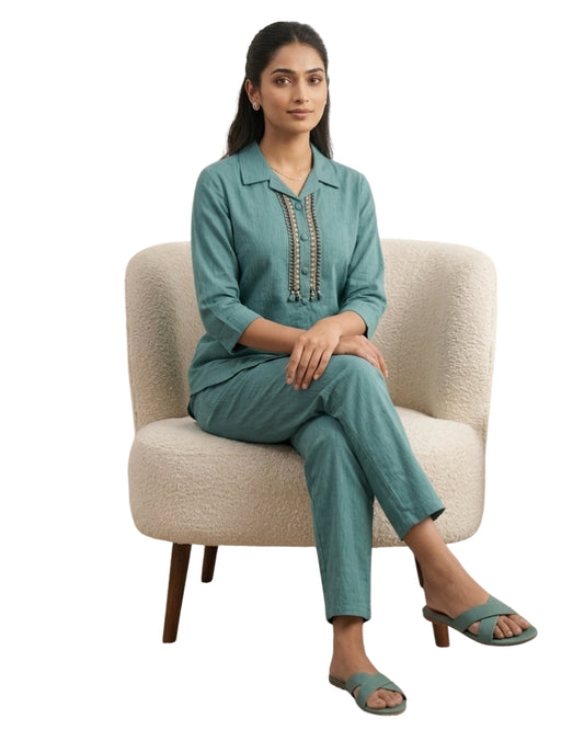 Cotton Co-Ord Set - Teal