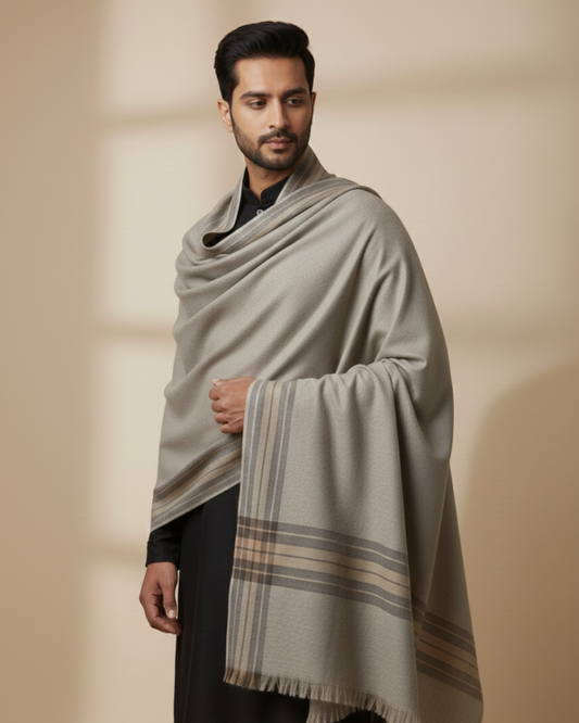 KRITI Premium Men’s Woolen Lohi | Traditional Striped Winter Shawl & Wrap For Men