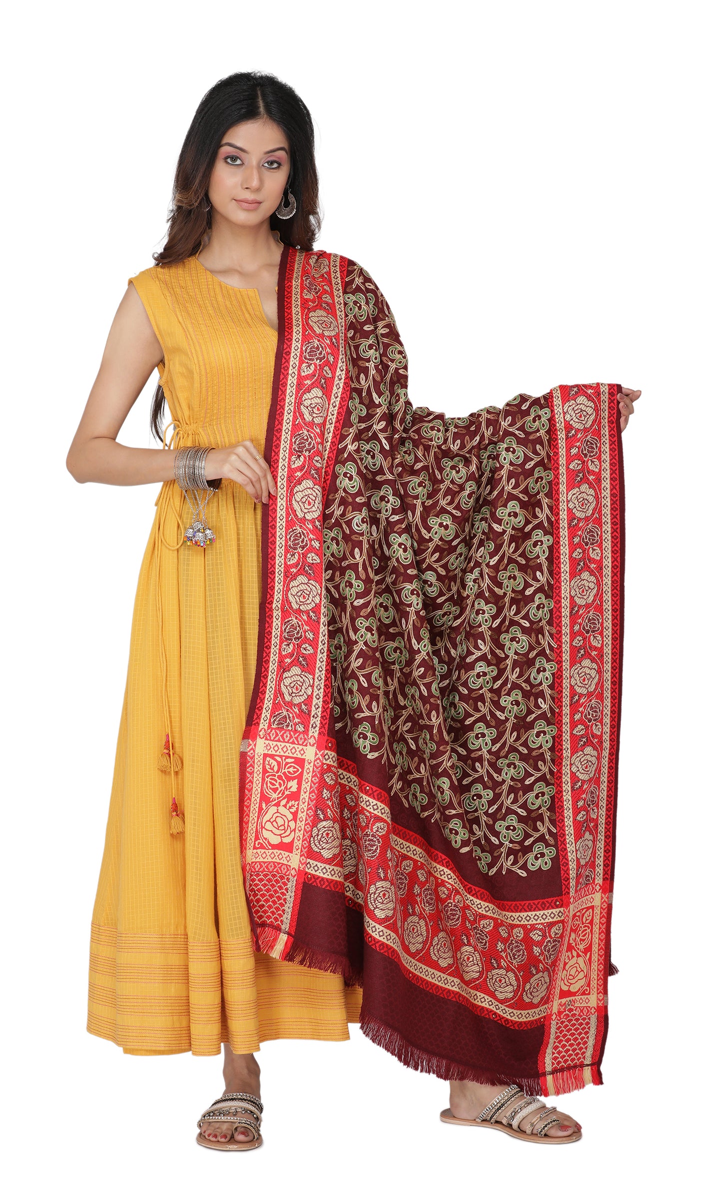 KRITI Paisley Design Pattern Woollen Multicolor Shawl For Women