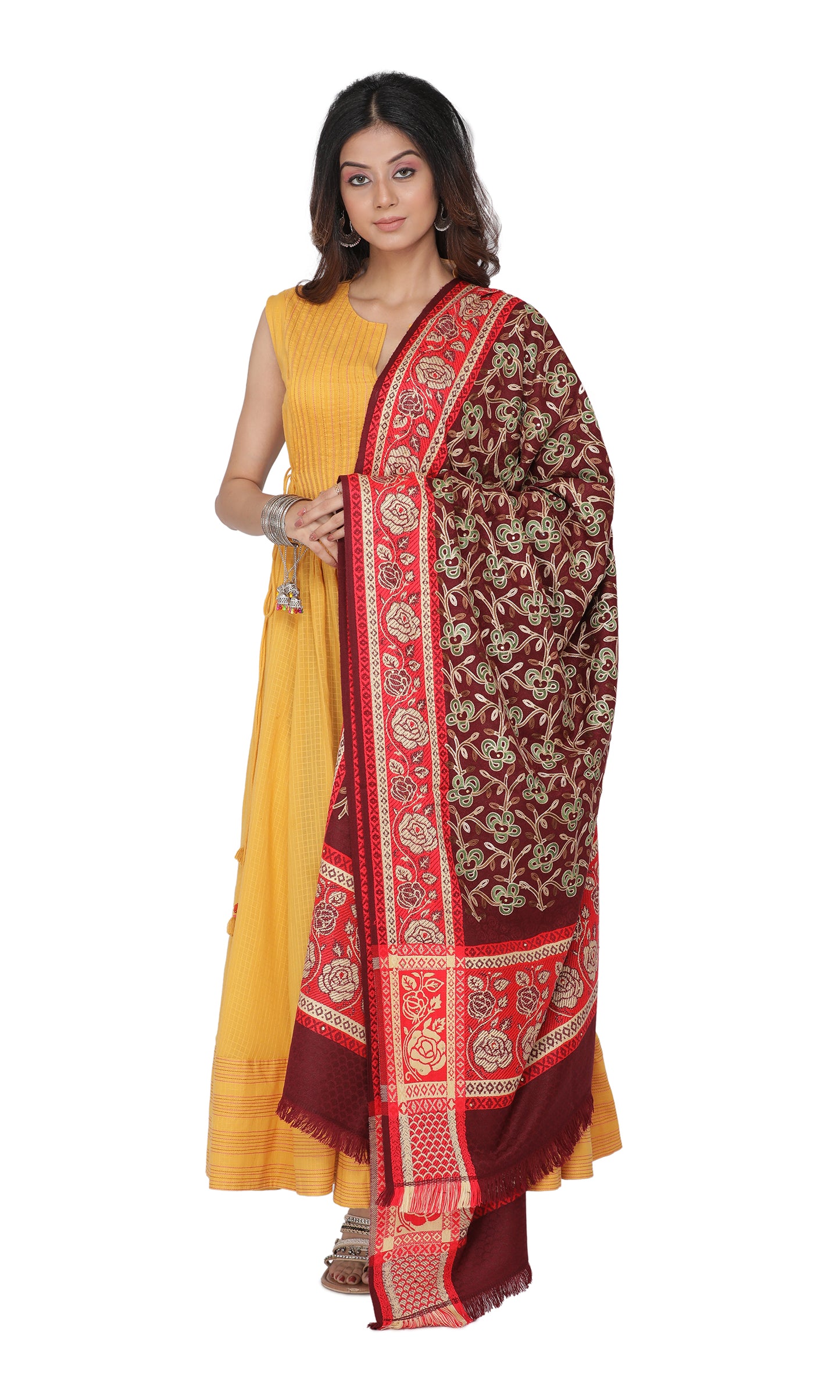 KRITI Paisley Design Pattern Woollen Multicolor Shawl For Women