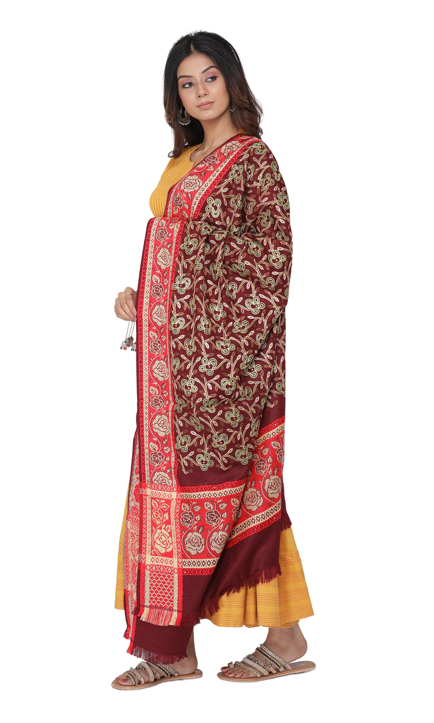KRITI Paisley Design Pattern Woollen Multicolor Shawl For Women