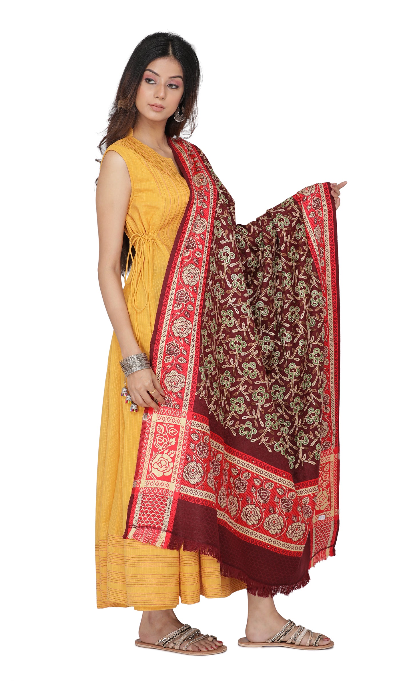 KRITI Paisley Design Pattern Woollen Multicolor Shawl For Women