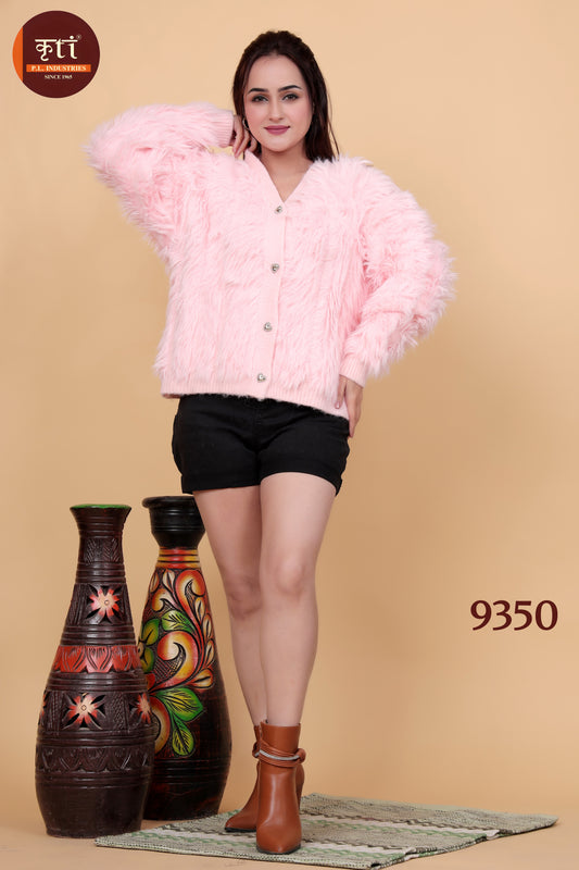 KRITI Winter Stylish Fluffy Hair Top Pink Color For Women