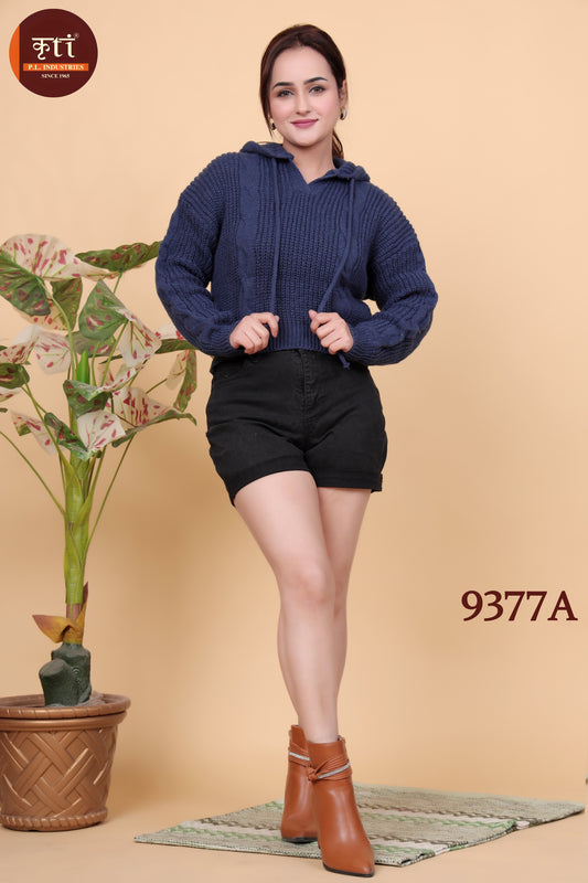 KRITI Winter Stylish Rainbow Top Navy Blue Color For Women