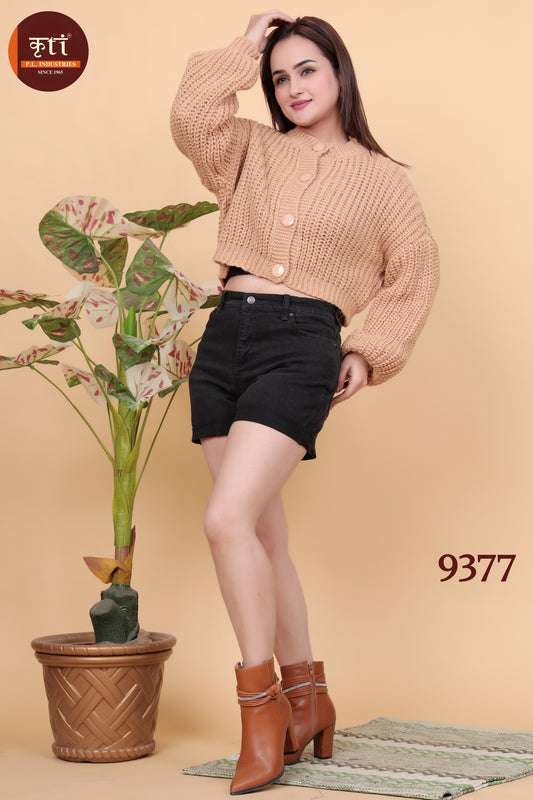 KRITI Winter Stylish Rainbow Cardigan Beige Color For Women