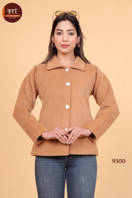 KRITI Premium Hair Fabric Brown Color Coat For Women