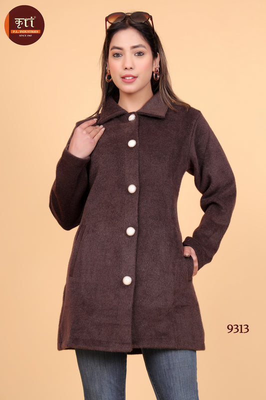 KRITI Winter Premium Hair Coat Brown Color For Women