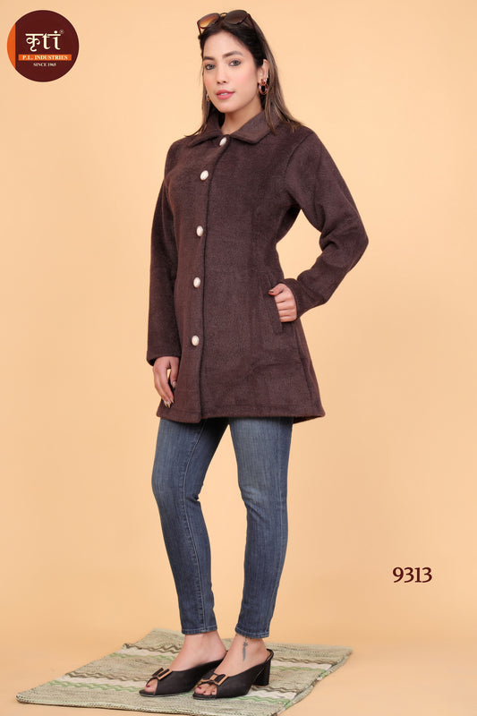 KRITI Winter Premium Hair Coat Brown Color For Women
