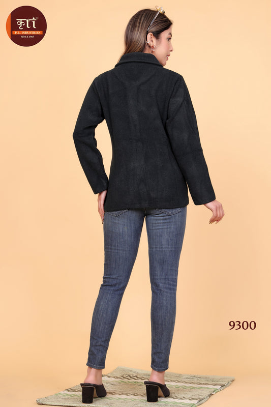 KRITI Winter Stylish Plain Hair Coat Black Color For Women