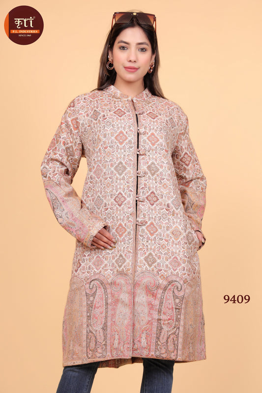 KRITI Premium Woollen Kani Coat Beige Winter Wear For Women